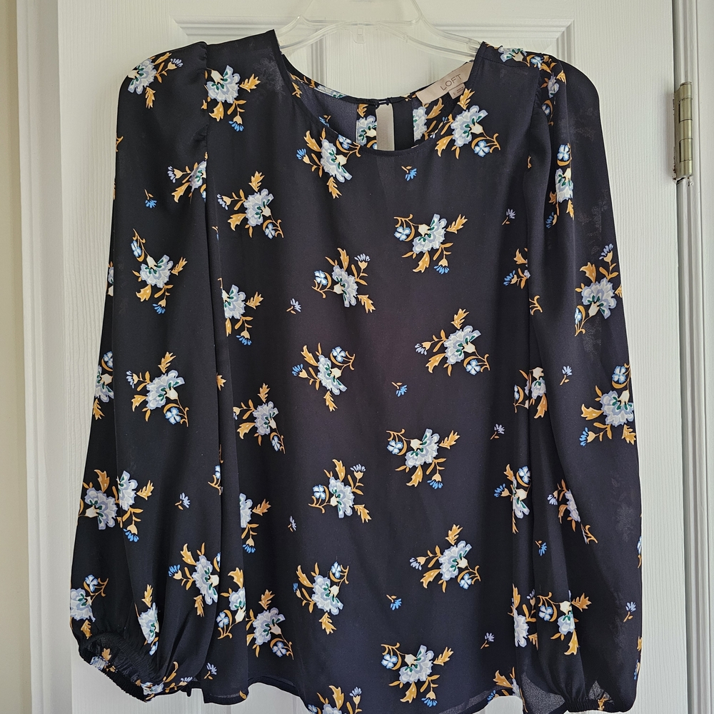 LOFT Floral Blouse Size Small